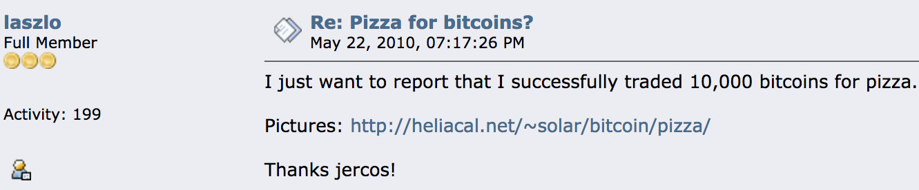Pizza for bitcoins