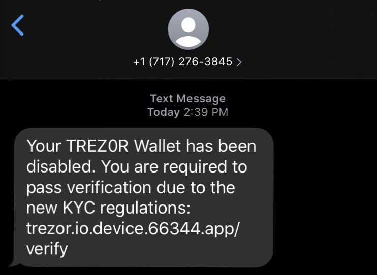 Trezor Phishing SMS